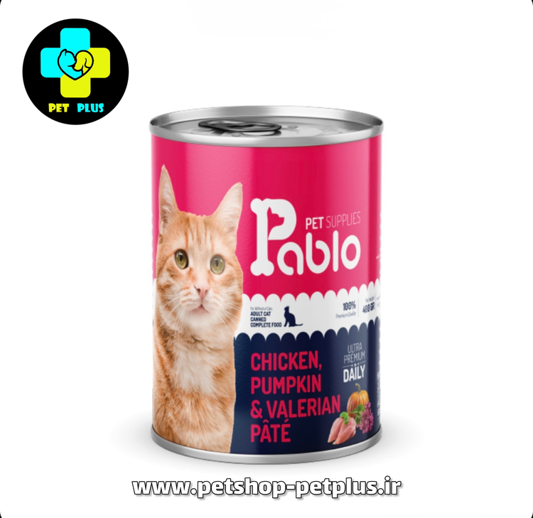 کنسرو گربه بالغ پابلو پته طعم مرغ و کدو حلوایی و سنبل الطیب مدل اولترا وزن 400 گرم Pablo