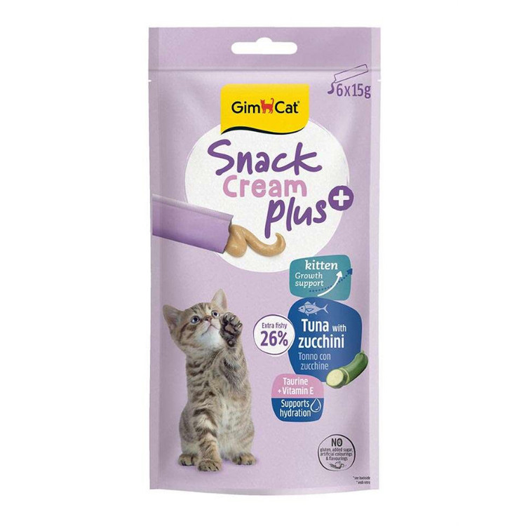 بستنی بچه گربه جیم کت مدل Snack Cream Kitten Plus طعم ماهی تن و کدو وزن 90 گرم