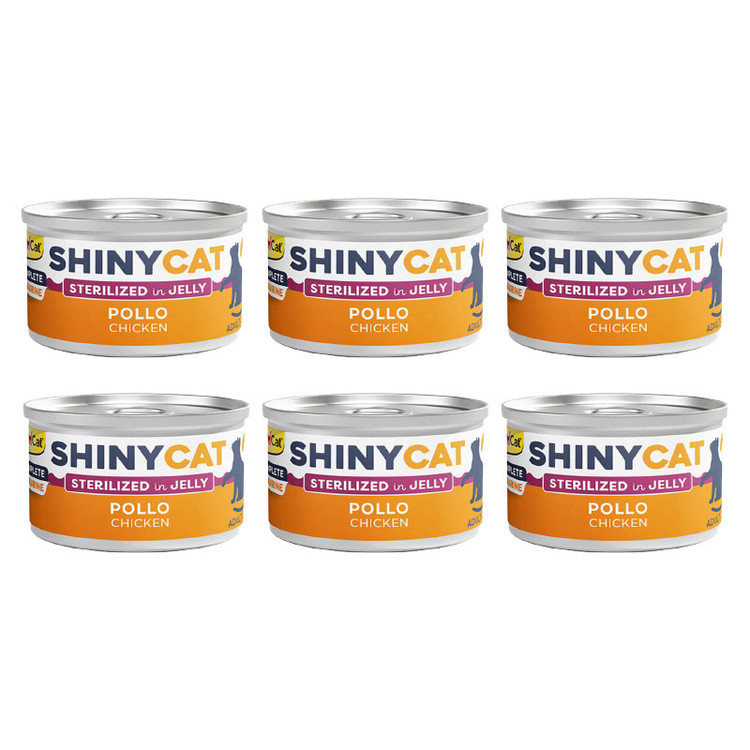 کنسرو غذای گربه بالغ جیم کت مدل Cat Food Sterilized Chicken in Jelly طعم مرغ وزن 70 گرم بسته 6 عددی