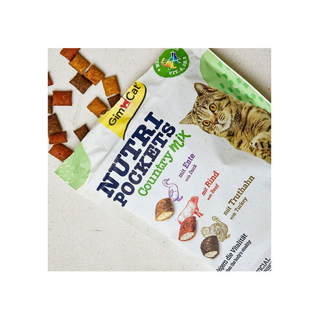 تشویقی گربه جیم کت مدل Nutri Pockets با طعم اردک وزن 60 گرم