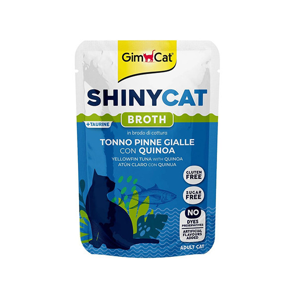 پوچ گربه بالغ جیم کت مدل ShinyCat Broth طعم ماهی تن و کینوآ وزن 70 گرم