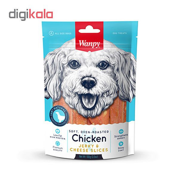 تشویقی سگ ونپی مدل Chicken Jerky And Cheese Slices با طعم مرغ و پنیر وزن 100 گرم