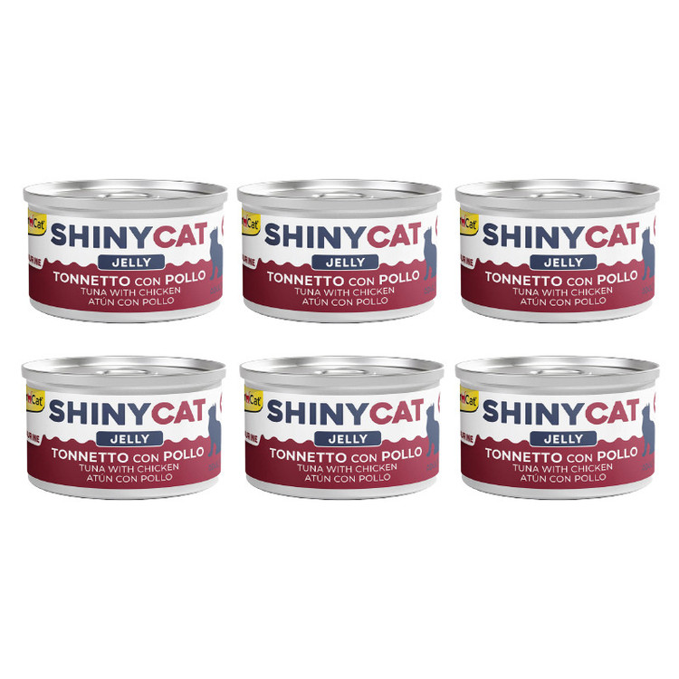 کنسرو غذای گربه بالغ جیم کت مدل Cat Food Chicken & Tuna in Jelly طعم ماهی تن و مرغ وزن 70 گرم بسته 6 عددی