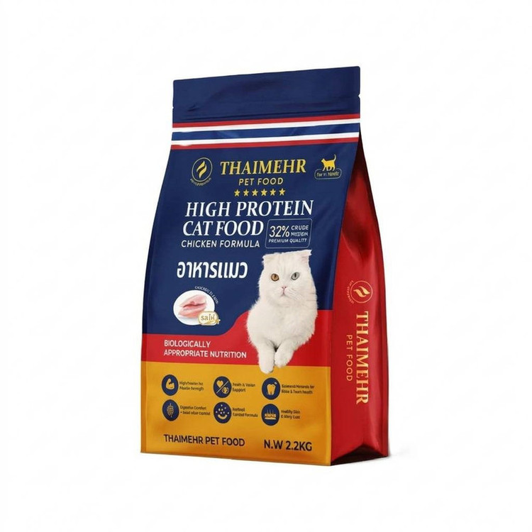 غذا خشک گربه بالغ تایمهر مدل High protein طعم مرغ وزن 2200 گرم