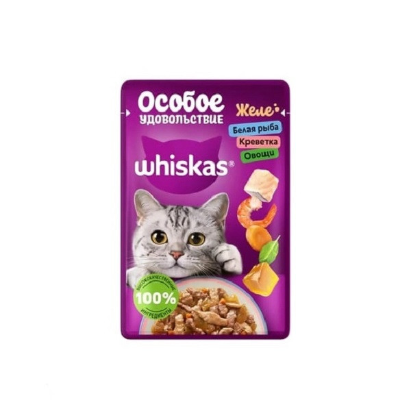 پوچ گربه بالغ ویسکاس مدل میکس طعم ماهی و میگو وزن 75 گرم