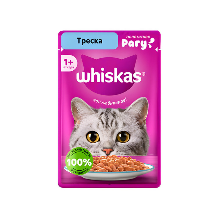 پوچ گربه بالغ ویسکاس مدل Adult Cat Cod in Sauce طعم ماهی کاد وزن ۷۵ گرم