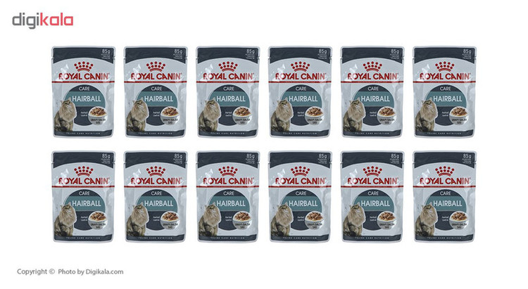 پوچ گربه رویال کنین مدل Hairball بسته 12 عددی وزن 85 گرم
