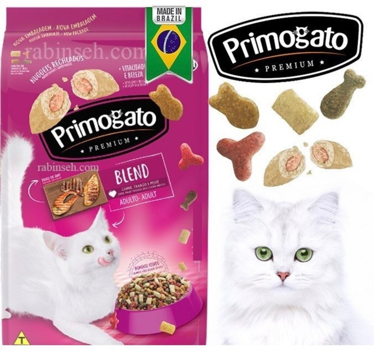 غذای خشک گربه پریماگاتو مغزدار طعم میکس Primigato (بسته بندی پت پلاس)